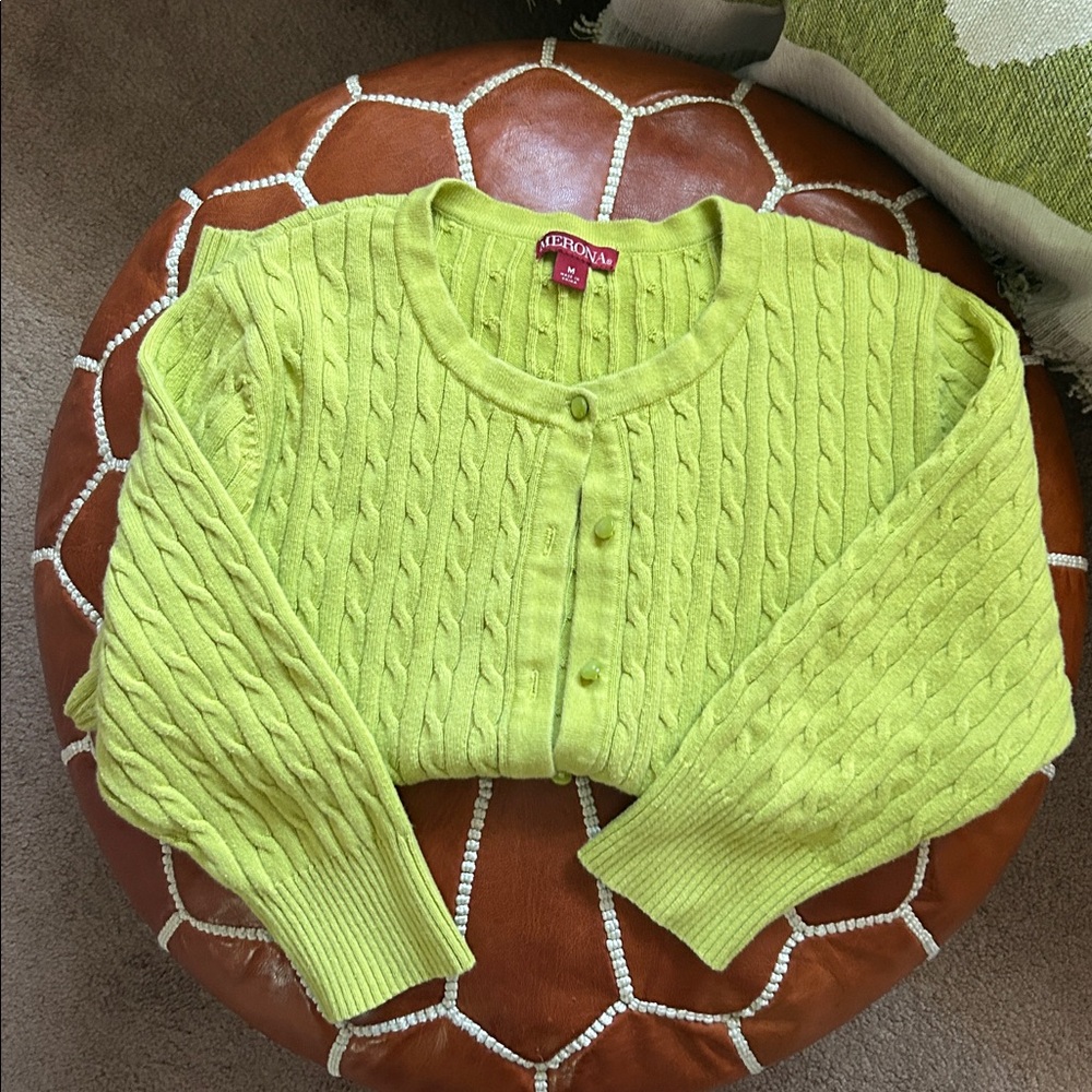 Merona 🍋 | Cable Knit Chartreuse Cardigan